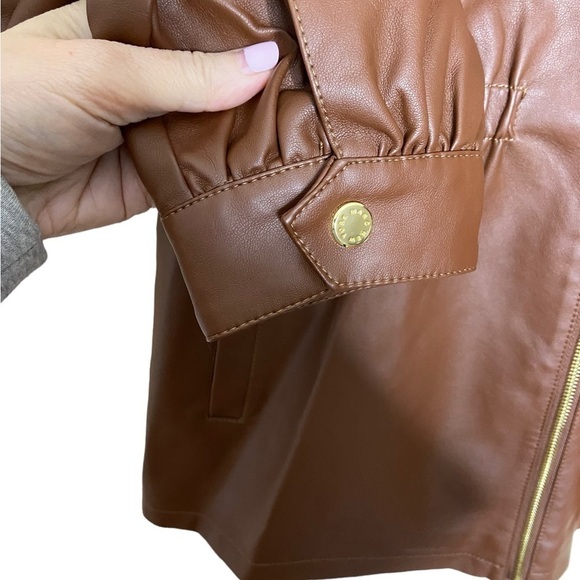 NWT Andrew Marc Faux Leather Jacket in Chocolate Brown size Large - Picture 4 of 6